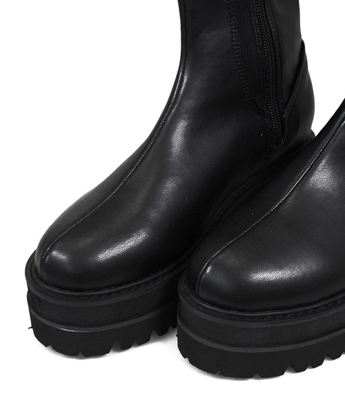 NOFALL（ノーフォール）の「トラックソールストレッチミドルビガーブーツ（ブーツ・レディース・ブラック/アイボリー・LL/3L/S/M/L）」の6枚目の写真