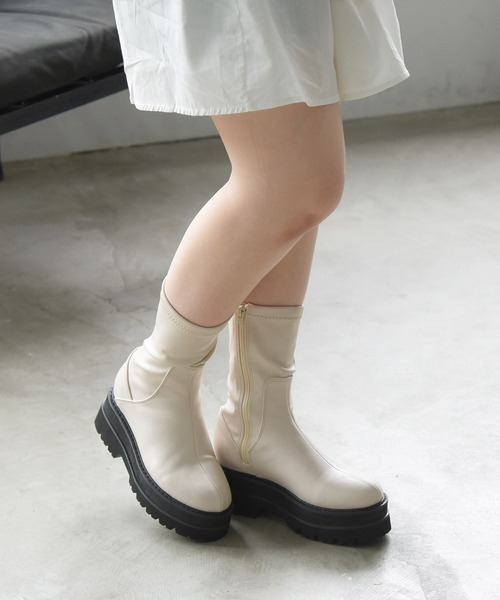 NOFALL（ノーフォール）の「トラックソールストレッチミドルビガーブーツ（ブーツ・レディース・ブラック/アイボリー・LL/3L/S/M/L）」の16枚目の写真