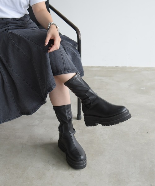 NOFALL（ノーフォール）の「トラックソールストレッチミドルビガーブーツ（ブーツ・レディース・ブラック/アイボリー・LL/3L/S/M/L）」の19枚目の写真