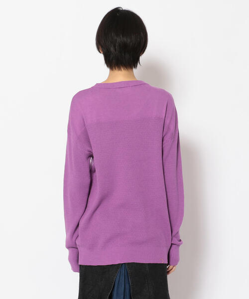 AVIREX(アヴィレックス)の「ハニカムコンビ ニットトップス/ HONEYCOMB COMBI KNIT TOPS(ニット/セーター・レディース・チャコール/オフホワイト/パープル・MEDIUM/SMALL)」の6枚目の写真