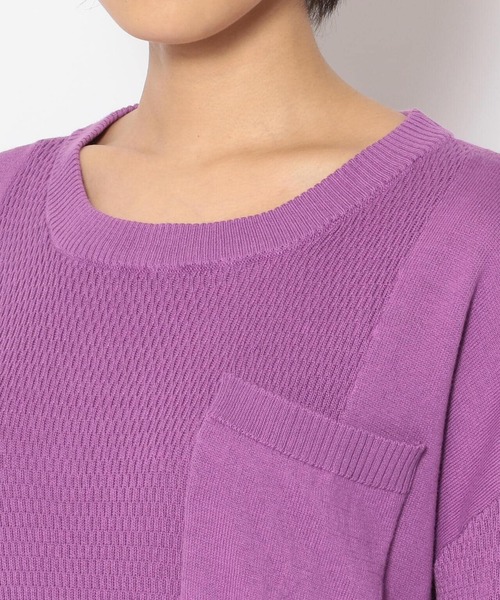 AVIREX(アヴィレックス)の「ハニカムコンビ ニットトップス/ HONEYCOMB COMBI KNIT TOPS(ニット/セーター・レディース・チャコール/オフホワイト/パープル・MEDIUM/SMALL)」の7枚目の写真