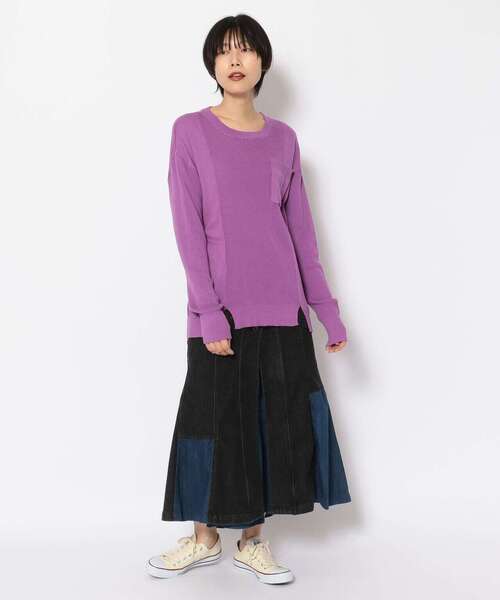 AVIREX(アヴィレックス)の「ハニカムコンビ ニットトップス/ HONEYCOMB COMBI KNIT TOPS(ニット/セーター・レディース・チャコール/オフホワイト/パープル・MEDIUM/SMALL)」の17枚目の写真