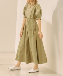 袖ボュームタフタワンピース