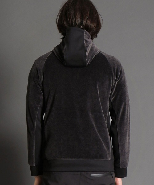 MONSIEUR NICOLE（ムッシュニコル）の「【ex/tra】ベロア ハイブリッドフーディ（パーカー・メンズ・グレー/チャコールグレー・MEDIUM/LARGE/X-LARGE）」の3枚目の写真