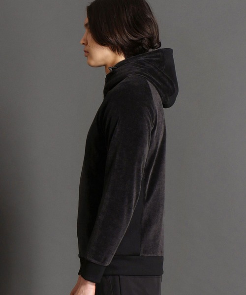 MONSIEUR NICOLE（ムッシュニコル）の「【ex/tra】ベロア ハイブリッドフーディ（パーカー・メンズ・グレー/チャコールグレー・MEDIUM/LARGE/X-LARGE）」の4枚目の写真