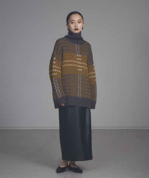 NOMINE(ノミネ)の「【展開店舗限定】ビッグチェックニット(ニット/セーター・レディース・ブラック/イエロー/グリーン・フリー)」の7枚目の写真