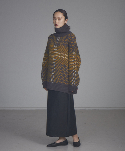 NOMINE(ノミネ)の「【展開店舗限定】ビッグチェックニット(ニット/セーター・レディース・ブラック/イエロー/グリーン・フリー)」の8枚目の写真