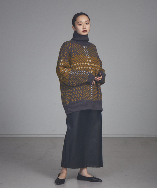 NOMINE(ノミネ)の「【展開店舗限定】ビッグチェックニット(ニット/セーター・レディース・ブラック/イエロー/グリーン・フリー)」の9枚目の写真