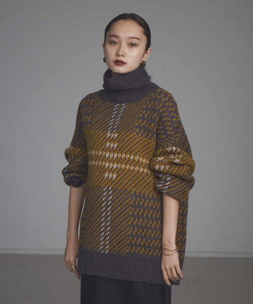 NOMINE(ノミネ)の「【展開店舗限定】ビッグチェックニット(ニット/セーター・レディース・ブラック/イエロー/グリーン・フリー)」の12枚目の写真