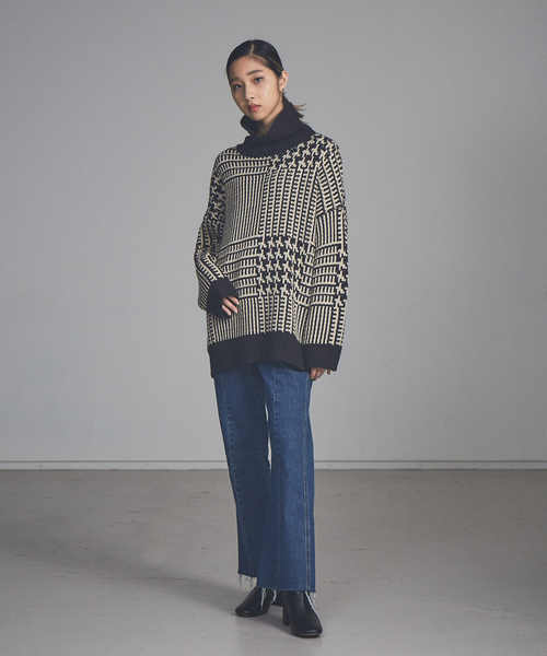 NOMINE(ノミネ)の「【展開店舗限定】ビッグチェックニット(ニット/セーター・レディース・ブラック/イエロー/グリーン・フリー)」の16枚目の写真