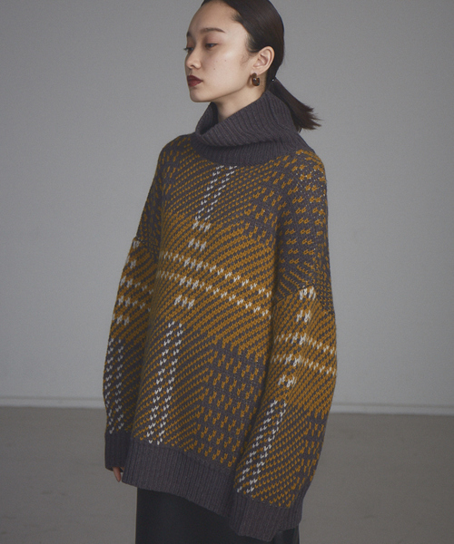 NOMINE(ノミネ)の「【展開店舗限定】ビッグチェックニット(ニット/セーター・レディース・ブラック/イエロー/グリーン・フリー)」の6枚目の写真
