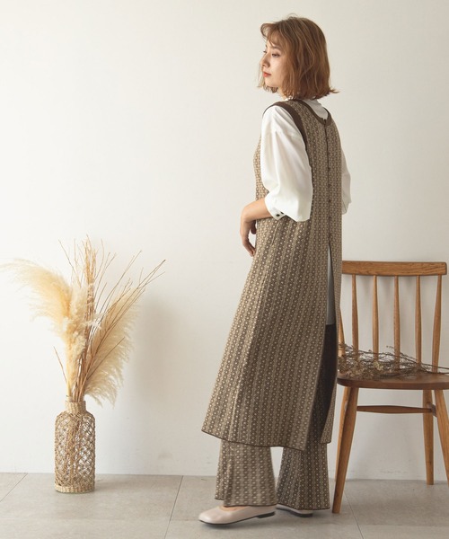 rectangle(レクタングル)の「ダイヤ柄2WAYジャガードワンピース(ワンピース・レディース・ベージュ/モカ/ブラック/オリーブ・FREE)」の12枚目の写真