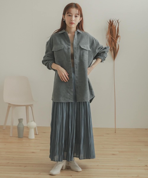 SENSE OF PLACE by URBAN RESEARCH（センスオブプレイスバイアーバンリサーチ）の「『セットアップ対応』コーデュロイルーズシャツ（シャツ/ブラウス・メンズ・パープル/ライトベージュ/ブルー/チャコールグレー・LARGE/MEDIUM）」の5枚目の写真