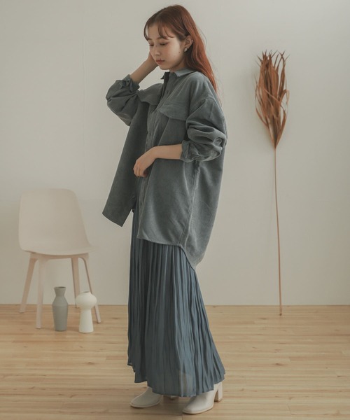 SENSE OF PLACE by URBAN RESEARCH（センスオブプレイスバイアーバンリサーチ）の「『セットアップ対応』コーデュロイルーズシャツ（シャツ/ブラウス・メンズ・パープル/ライトベージュ/ブルー/チャコールグレー・LARGE/MEDIUM）」の10枚目の写真