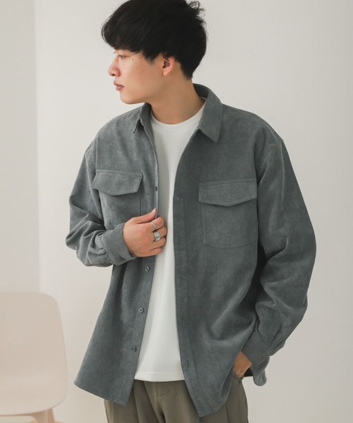 SENSE OF PLACE by URBAN RESEARCH（センスオブプレイスバイアーバンリサーチ）の「『セットアップ対応』コーデュロイルーズシャツ（シャツ/ブラウス・メンズ・パープル/ライトベージュ/ブルー/チャコールグレー・LARGE/MEDIUM）」の19枚目の写真