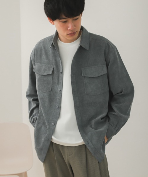 SENSE OF PLACE by URBAN RESEARCH（センスオブプレイスバイアーバンリサーチ）の「『セットアップ対応』コーデュロイルーズシャツ（シャツ/ブラウス・メンズ・パープル/ライトベージュ/ブルー/チャコールグレー・LARGE/MEDIUM）」の15枚目の写真