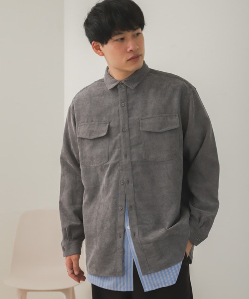 SENSE OF PLACE by URBAN RESEARCH（センスオブプレイスバイアーバンリサーチ）の「『セットアップ対応』コーデュロイルーズシャツ（シャツ/ブラウス・メンズ・パープル/ライトベージュ/ブルー/チャコールグレー・LARGE/MEDIUM）」の16枚目の写真