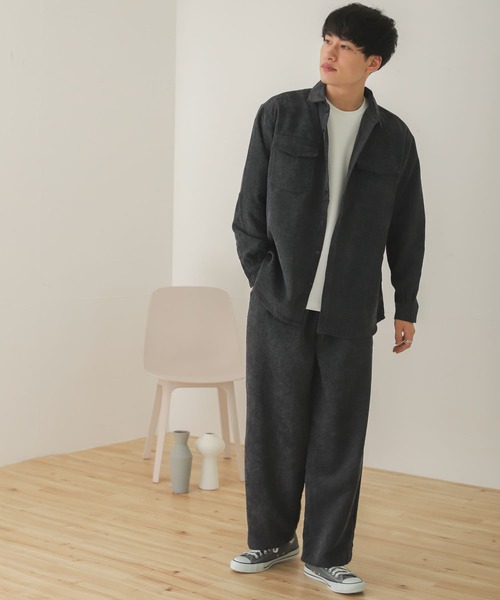 SENSE OF PLACE by URBAN RESEARCH（センスオブプレイスバイアーバンリサーチ）の「『セットアップ対応』コーデュロイルーズシャツ（シャツ/ブラウス・メンズ・パープル/ライトベージュ/ブルー/チャコールグレー・LARGE/MEDIUM）」の18枚目の写真