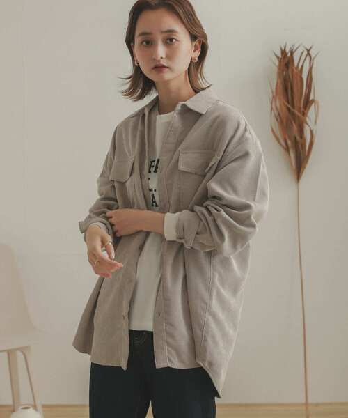 SENSE OF PLACE by URBAN RESEARCH（センスオブプレイスバイアーバンリサーチ）の「『セットアップ対応』コーデュロイルーズシャツ（シャツ/ブラウス・メンズ・パープル/ライトベージュ/ブルー/チャコールグレー・LARGE/MEDIUM）」の14枚目の写真