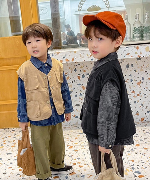 aimoha(アイモハ)の「【aimoha-KIDS-】【新作】韓国子供服 ビッグポケットアメカジワークベスト(ベスト・キッズ・ブラック/ベージュ・90/100/110/120/130/140)」の19枚目の写真
