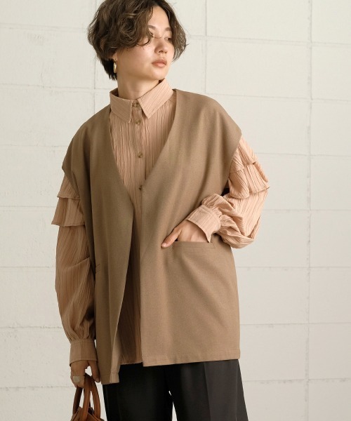 Bab（バブ）の「【WEB限定】カラーレスベスト / セットアップ（ベスト・レディース・ベージュ/ブラウン/カーキ・M）」の3枚目の写真