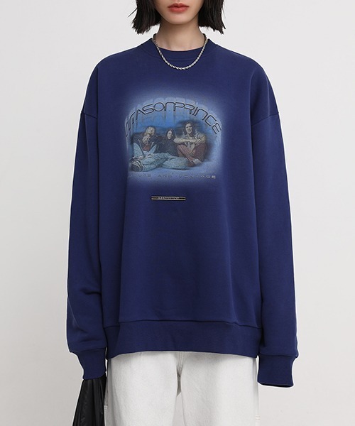 MASONPRINCE（メイソンプリンス）の「【MASONPRINCE】4 color oversized band motif sweatshirt WY6046（スウェット・メンズ・パープル/ブラック/グレー/ブルー・M/S/L）」の15枚目の写真