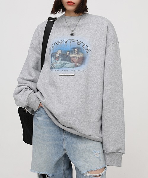 MASONPRINCE（メイソンプリンス）の「【MASONPRINCE】4 color oversized band motif sweatshirt WY6046（スウェット・メンズ・パープル/ブラック/グレー/ブルー・M/S/L）」の20枚目の写真