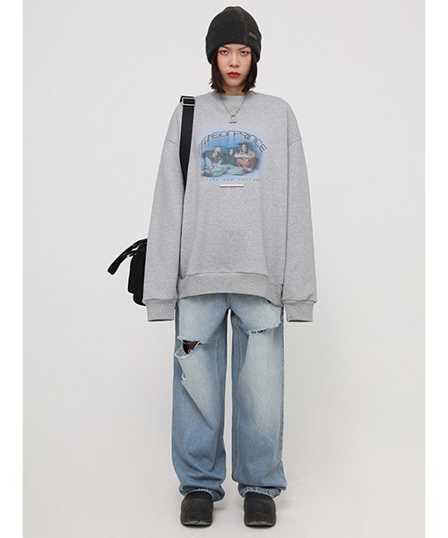 MASONPRINCE（メイソンプリンス）の「【MASONPRINCE】4 color oversized band motif sweatshirt WY6046（スウェット・メンズ・パープル/ブラック/グレー/ブルー・M/S/L）」の21枚目の写真