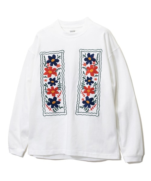 AOZORA(アオゾラ)の「AOZORA/アオゾラ 花刺繍 ロングTEE(Tシャツ/カットソー・メンズ・ブラック/ホワイト・LARGE/X-LARGE/MEDIUM)」の5枚目の写真