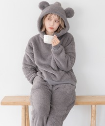 Dita | ぷっくり耳付き。くま耳ファー起毛パーカーセットアップ(ルームウェア/パジャマ)
