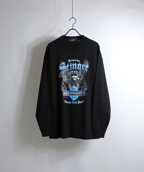 ILL'S(イルズ)の「ILL'S / イルズ ファイヤー / イーグル プリントビッグロンT(Tシャツ/カットソー・メンズ・ホワイト/ホワイト系その他/ブラック/ブラック系その他/チャコールグレー/ブルー・M/L)」の4枚目の写真