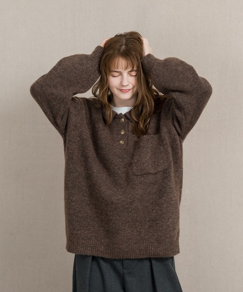 MUHET（ミュエータ）の「ポロニット（ニット/セーター・レディース・ブラウン/ブルー/ライトグリーン・SMALL/MEDIUM/LARGE）」の10枚目の写真