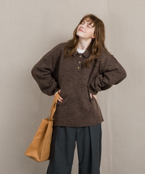 MUHET（ミュエータ）の「ポロニット（ニット/セーター・レディース・ブラウン/ブルー/ライトグリーン・SMALL/MEDIUM/LARGE）」の12枚目の写真