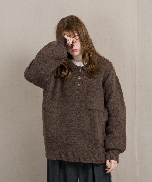 MUHET（ミュエータ）の「ポロニット（ニット/セーター・レディース・ブラウン/ブルー/ライトグリーン・SMALL/MEDIUM/LARGE）」の7枚目の写真