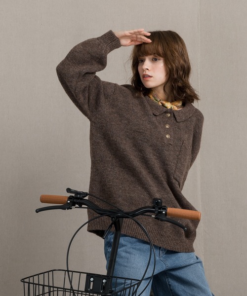 MUHET（ミュエータ）の「ポロニット（ニット/セーター・レディース・ブラウン/ブルー/ライトグリーン・SMALL/MEDIUM/LARGE）」の22枚目の写真