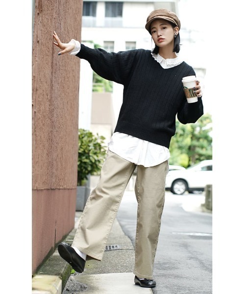 zootie（ズーティー）の「ウエストボタン ストレッチパンツ［ツイル］（その他パンツ・レディース・アイボリー/カーキ/ブラック/オレンジ/ベージュ/ブラウン・L/M）」の14枚目の写真