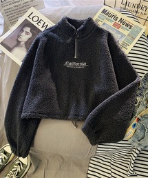 ボアハーフジップトップス