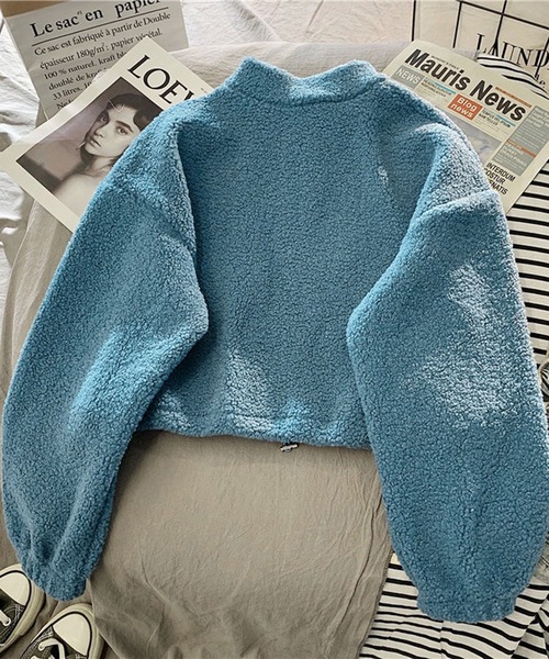 lala Born（ララボーン）の「ボアハーフジップトップス（パーカー・レディース・アイボリー/ブルー/ブラウン/ブラック・FREE）」の6枚目の写真