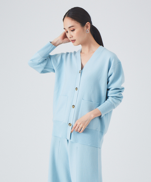 qualite(カリテ)の「【WEB・一部店舗限定】圧縮ニットカーディガン◇セットアップ対応(カーディガン/ボレロ・レディース・サックスブルー/チャコールグレー・フリー)」の2枚目の写真