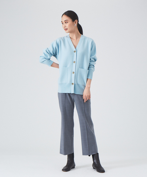 qualite(カリテ)の「【WEB・一部店舗限定】圧縮ニットカーディガン◇セットアップ対応(カーディガン/ボレロ・レディース・サックスブルー/チャコールグレー・フリー)」の3枚目の写真