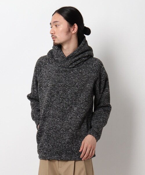 BASECONTROL（ベースコントロール）の「◆ニットフリース ボリュームネック プルオーバーパーカー（パーカー・メンズ・チャコールグレー/ブラック/アイボリー・01/02/03）」の3枚目の写真