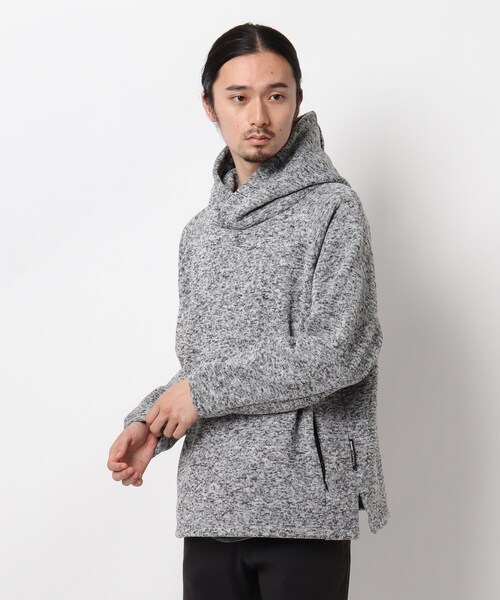 BASECONTROL（ベースコントロール）の「◆ニットフリース ボリュームネック プルオーバーパーカー（パーカー・メンズ・チャコールグレー/ブラック/アイボリー・01/02/03）」の2枚目の写真
