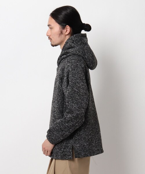 BASECONTROL（ベースコントロール）の「◆ニットフリース ボリュームネック プルオーバーパーカー（パーカー・メンズ・チャコールグレー/ブラック/アイボリー・01/02/03）」の5枚目の写真