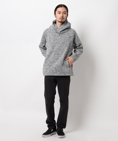 BASECONTROL（ベースコントロール）の「◆ニットフリース ボリュームネック プルオーバーパーカー（パーカー・メンズ・チャコールグレー/ブラック/アイボリー・01/02/03）」の10枚目の写真