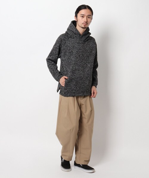 BASECONTROL（ベースコントロール）の「◆ニットフリース ボリュームネック プルオーバーパーカー（パーカー・メンズ・チャコールグレー/ブラック/アイボリー・01/02/03）」の12枚目の写真
