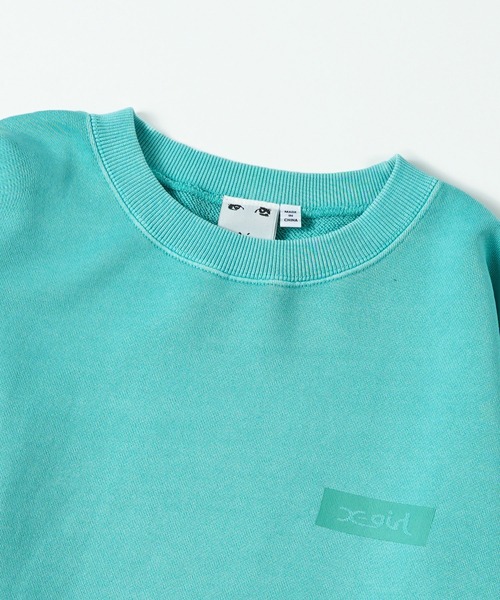 X-girl（エックスガール）の「PIGMENT DYED CREW SWEAT TOP（スウェット・レディース・ブラック/グリーン・M/L）」の5枚目の写真
