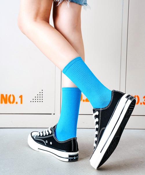 「kakko」(カッコ)の「レディース カラーリブソックス クルー丈(ソックス/靴下・レディース・レッド/ピンク/ブラウン/ターコイズブルー/イエロー/オレンジ/ブルー/グリーン/ライトパープル/ホワイト/ダークグリーン/ブラック/ライトブルー/スカイブルー/パープル/サーモンピンク/フューシャピンク/黄緑系/ライトグリーン/ライトオレンジ系・FREE)」の11枚目の写真