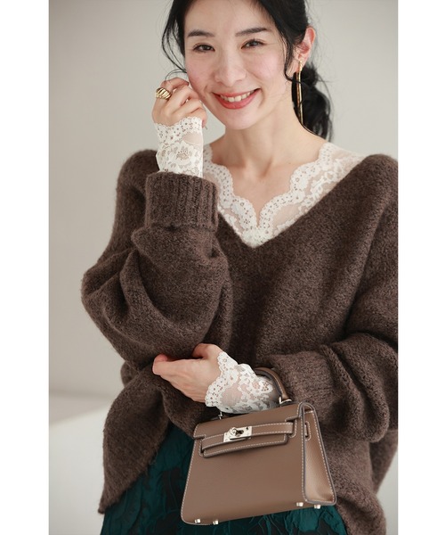cawaii（カワイイ）の「マシュマロ裏起毛 冬のあたたか レースインナー（Tシャツ/カットソー・レディース・ブラック/アイボリー・M/L/SM/LXL）」の16枚目の写真