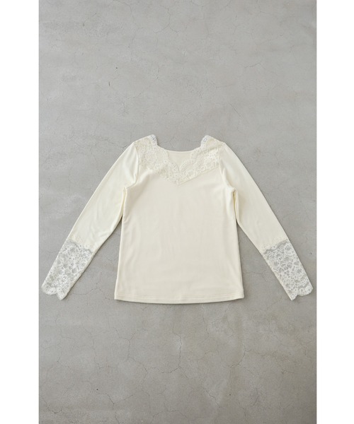 cawaii（カワイイ）の「マシュマロ裏起毛 冬のあたたか レースインナー（Tシャツ/カットソー・レディース・ブラック/アイボリー・M/L/SM/LXL）」の18枚目の写真