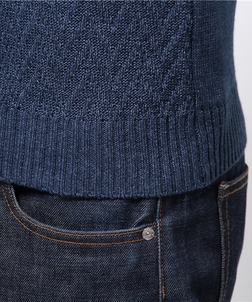 KATHARINE HAMNETT LONDON (キャサリンハムネットロンドン)の「MIX LINEN PULLOVER / ミックスリネンプルオーバーニット(ニット/セーター・メンズ・ホワイト/ブルー・LARGE/MEDIUM)」の8枚目の写真